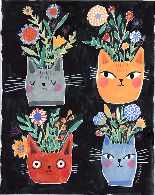 CATURDAY FLOWER POTS _Cat _  Creatif