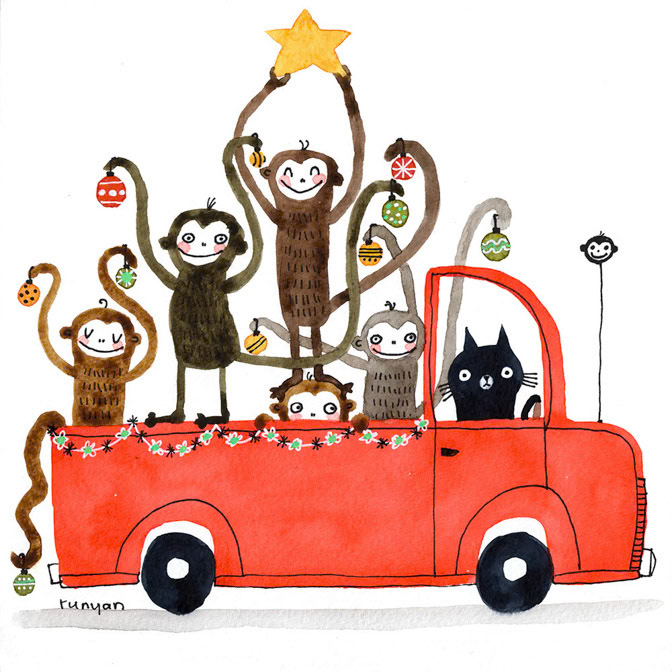MONKEY TREE DELIVERY - Terry Runyan - Creatif _Animals- Monkey _  Creatif ©Terry Runyan - Creatif License