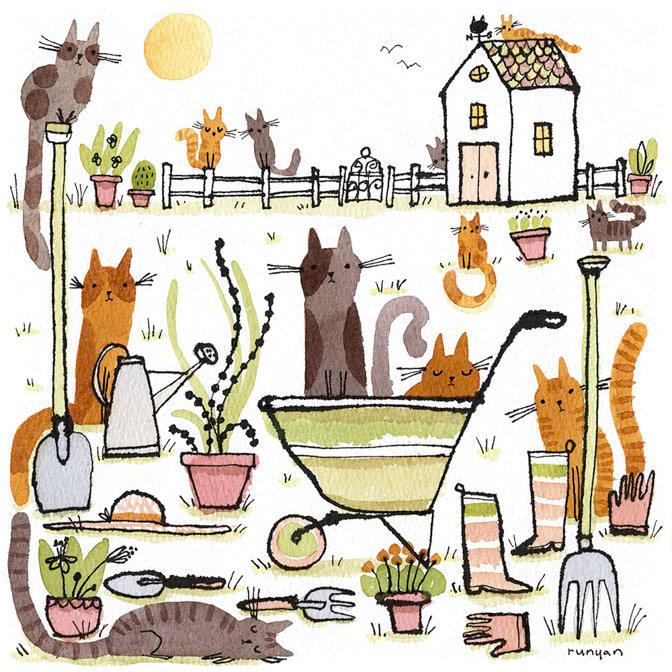 GARDEN HELP - Terry Runyan - Creatif _Animals- Cat- Farm- Garden _  Creatif
