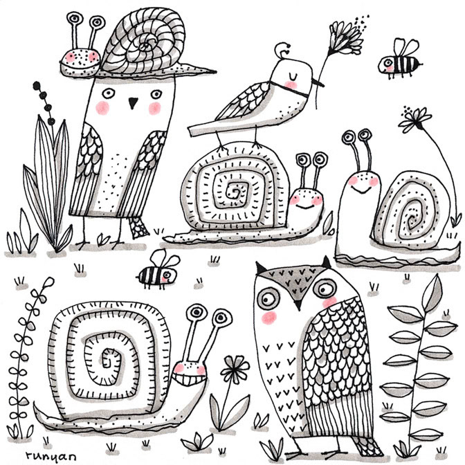 SNAILS &amp; FRIENDS - Terry Runyan - Creatif _Animals _  Creatif ©Terry Runyan - Creatif License