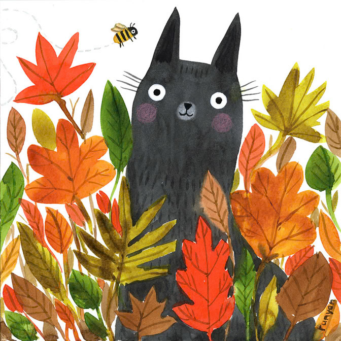 AUTUMN CAT &amp; BEE _autumn- Cat- Fall _  Creatif