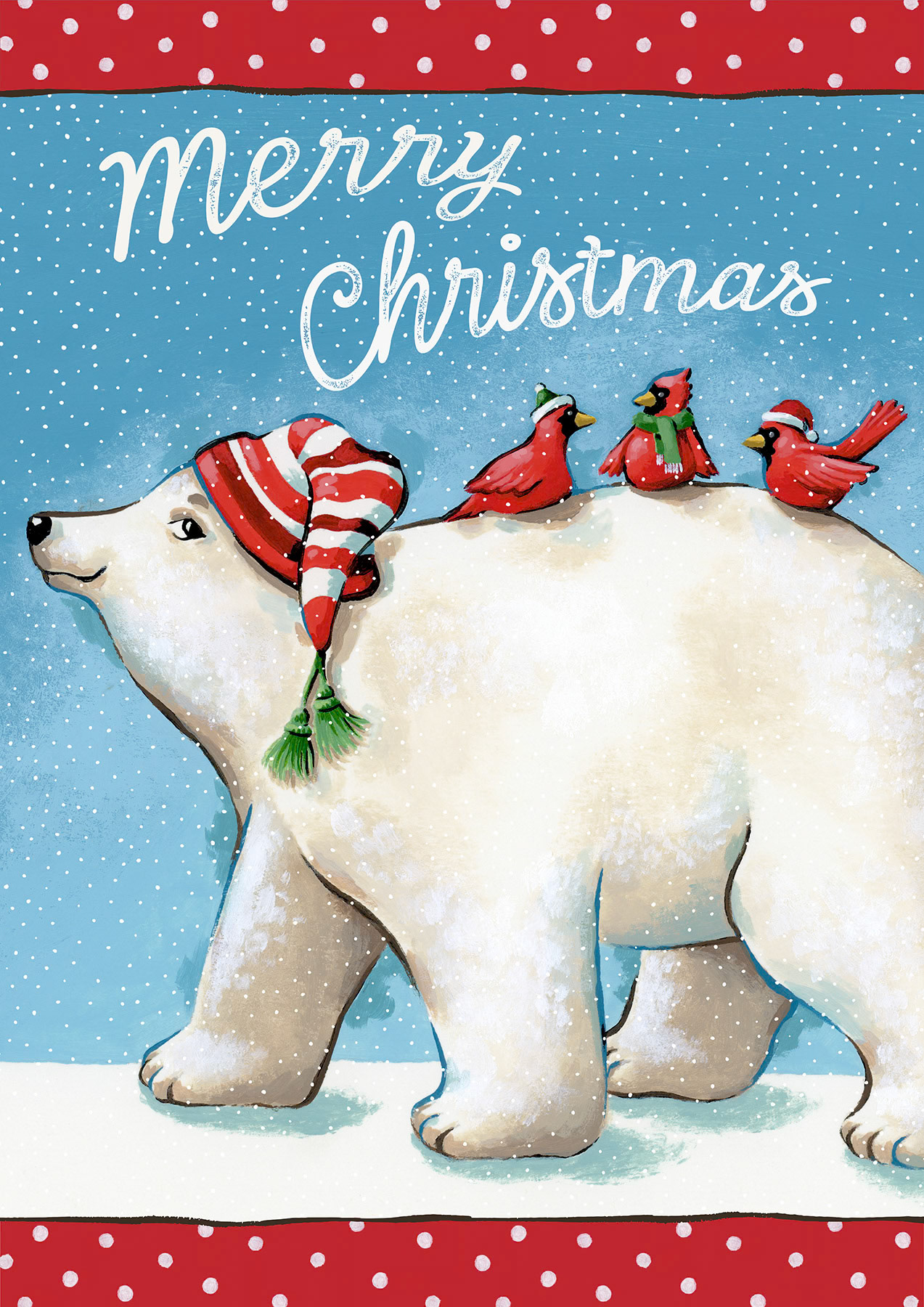 SH_Cmas_2575_Polar Bear with bird Trio Vertical_Creatif ©Steve Haskamp - Creatif License