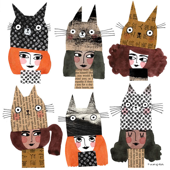 WINTER CAT HATS - Terry Runyan - Creatif _Cat- Winter _  Creatif