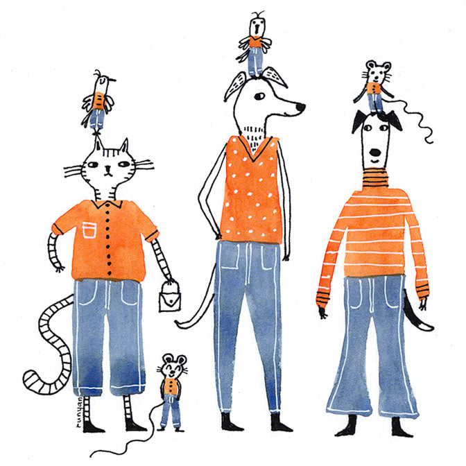 BLUE JEANS - Terry Runyan - Creatif _Bird- Cat Dog _  Creatif