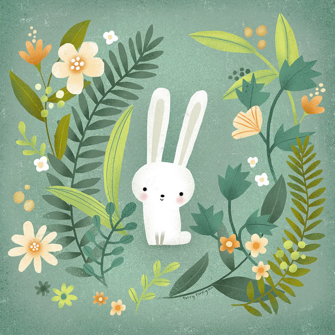 BUNNY GARDEN - Terry Runyan - Creatif _Animals- Bunnies- Ladelle- Maggie _  Creatif