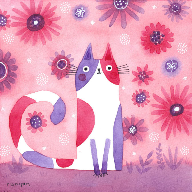PINK &amp; PURPLE FLOWERS _Cat floral _  Creatif