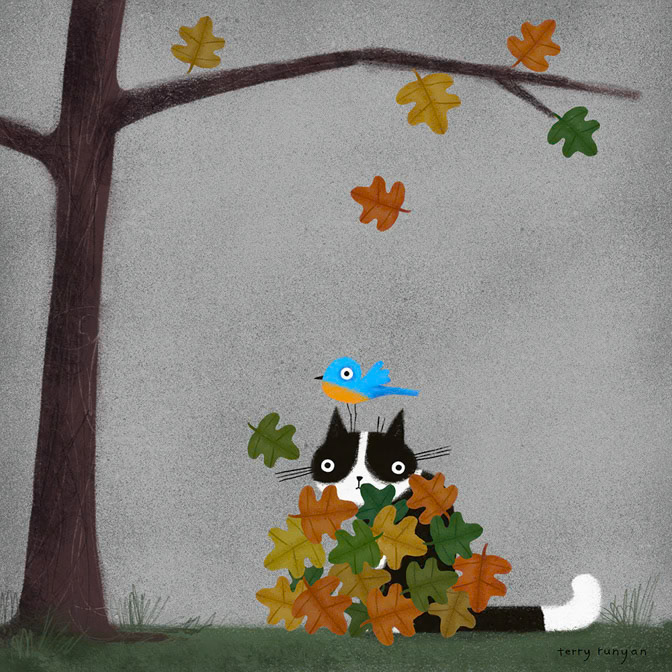 FALL clean - Terry Runyan - Creatif _autumn- Bird- Calendar Club Card- Cat- Fall- Larkwood Card- Leaves _  Creatif