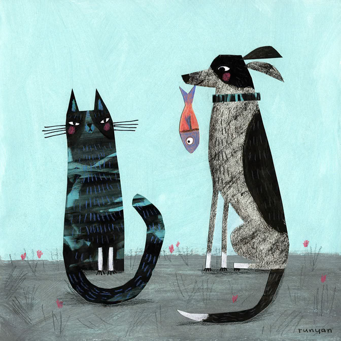 PEACE OFFERING - Terry Runyan - Creatif _Cat Dog- Fish _  Creatif