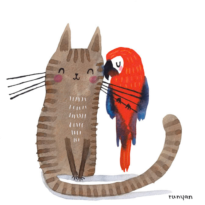 PARROT LOVER _Cat- Parrot _  Creatif