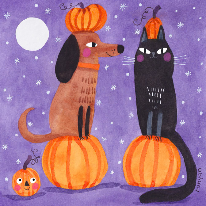 PUMPKINS DOG &amp; CAT 13x13 _Cat Dog- Pumpkin _  Creatif
