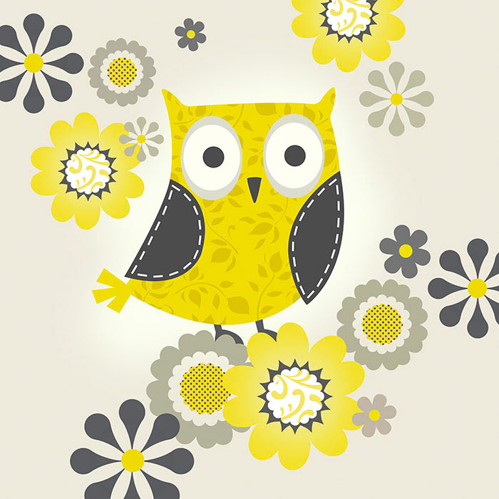 SH_Bird_817-PatternedOwlYellowGreySquare ©Steve Haskamp - Creatif License