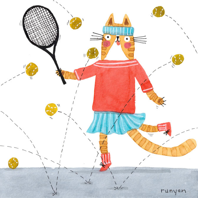 TENNIS CRAZY _Cat- Tennis _  Creatif