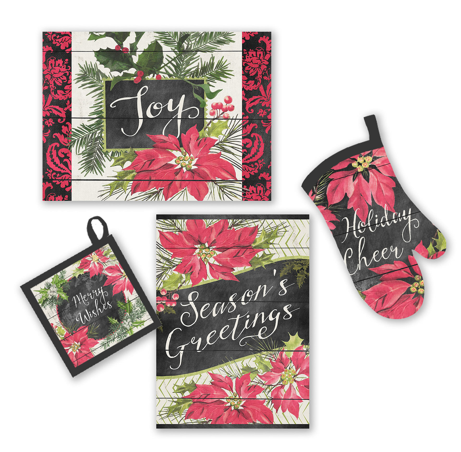SH_Cmas_1620_Cmas Vintage Poinsettia KITCHEN TEXTILES_Creatif ©Steve Haskamp - Creatif License