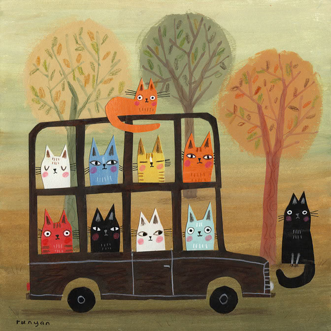 FULL BUS - Terry Runyan - Creatif _Bus- Cat- Maggie _  Creatif ©Terry Runyan - Creatif License