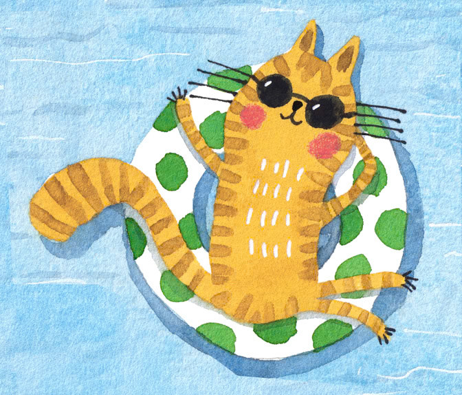 Kitty Tubing Green dot _Cat- Summer- tubing- Water _  Creatif
