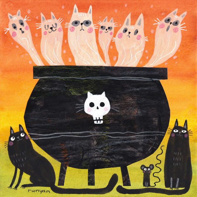 CAULDRON CATS 12x12 _Cat- Ghost- Halloween _  Creatif