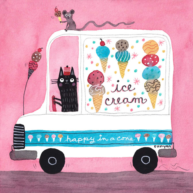 ICE CREAM EXPRESS 15x15. _Cats- Ice Cream- Truck _  Creatif