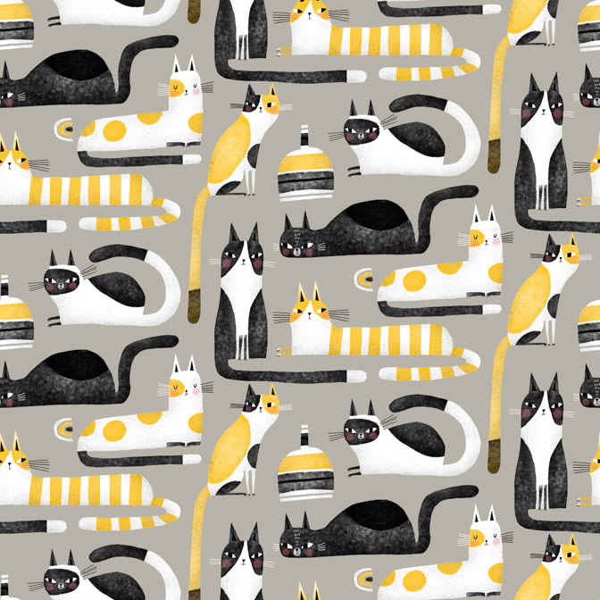 16132 Cosmo Cats 08 Grey Multi 6X12 SR _Cat- Patterns _  Creatif