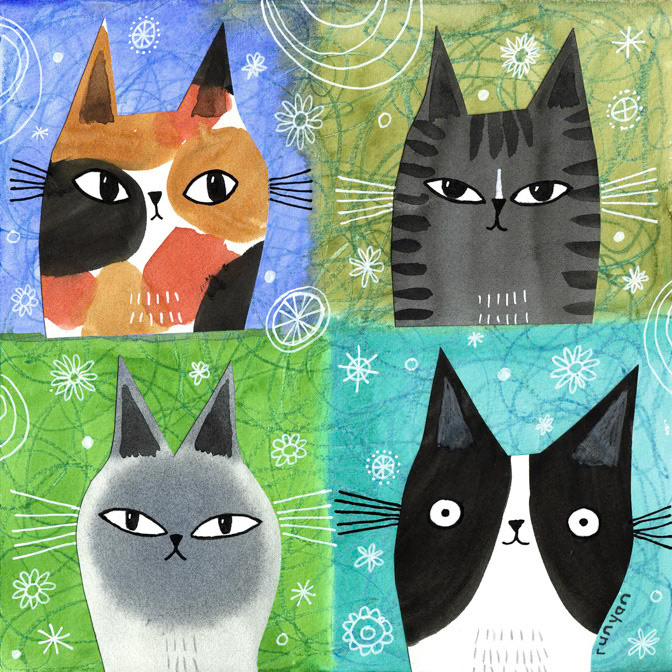 MIXED MEDIA CATS _Cat _  Creatif