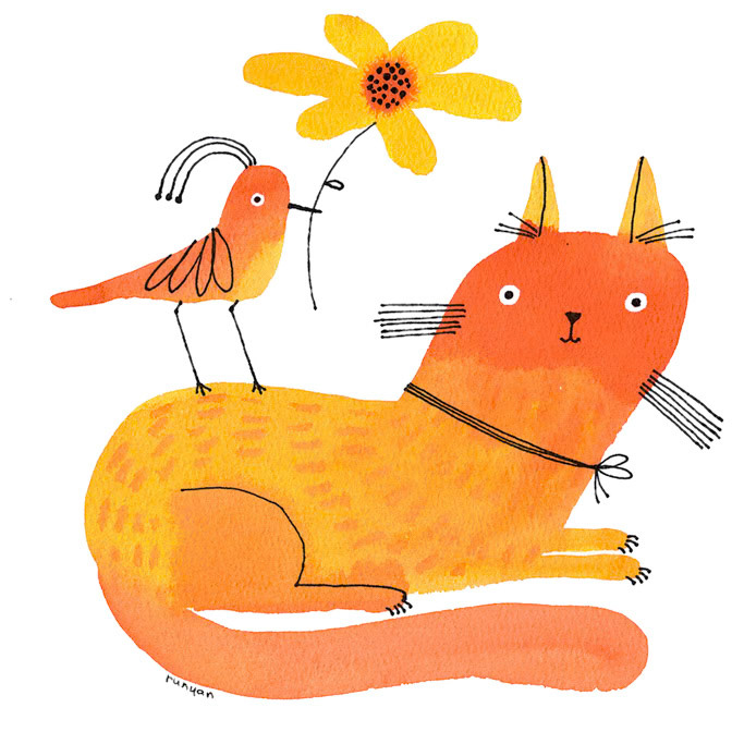 ORANGE FRIENDS 2 - Terry Runyan - Creatif _Cat _  Creatif ©Terry Runyan - Creatif License