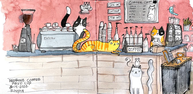 Redbone Coffee Cats _Book- coffee house _  Creatif