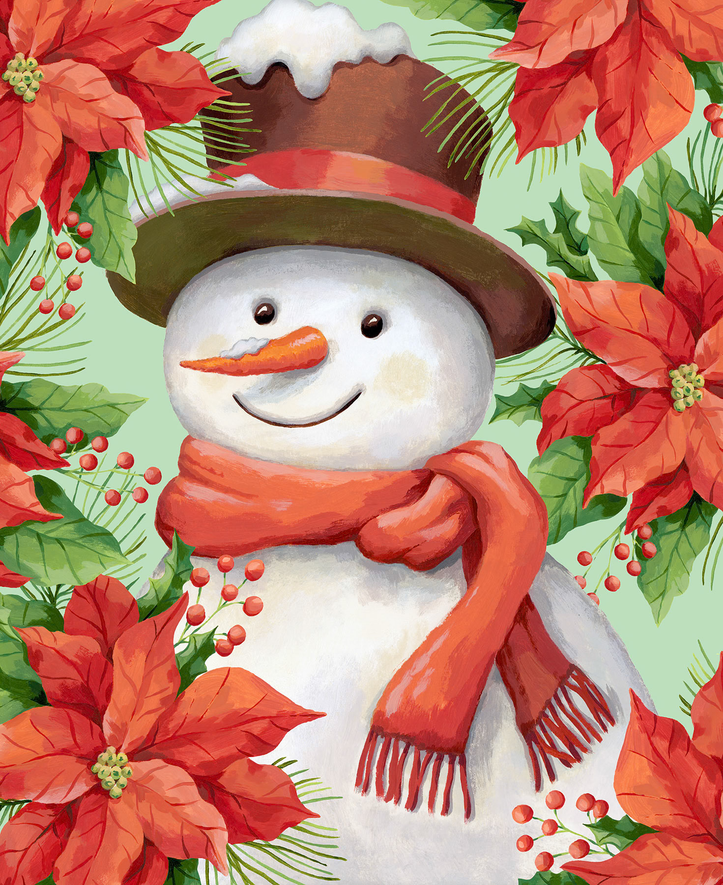 SH_Cmas_2751_Snowman with Poinsettias Painting_Creatif ©Steve Haskamp - Creatif License