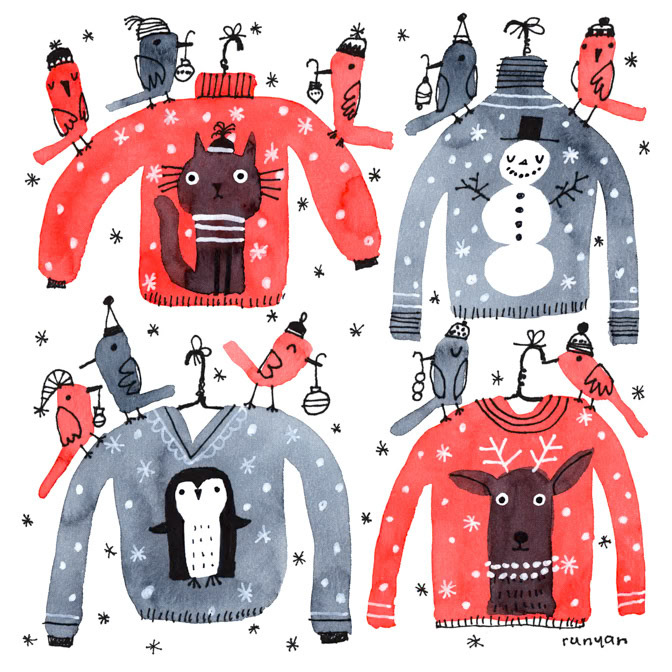 HOLIDAY SWEATERS _Animals- Cat- christmas- raindeer- sweater _  Creatif