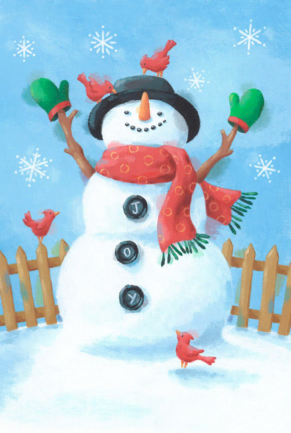 SH_Cmas_854-SteveHaskamp-SnowmanLookingUpWithCardinal ©Steve Haskamp - Creatif License
