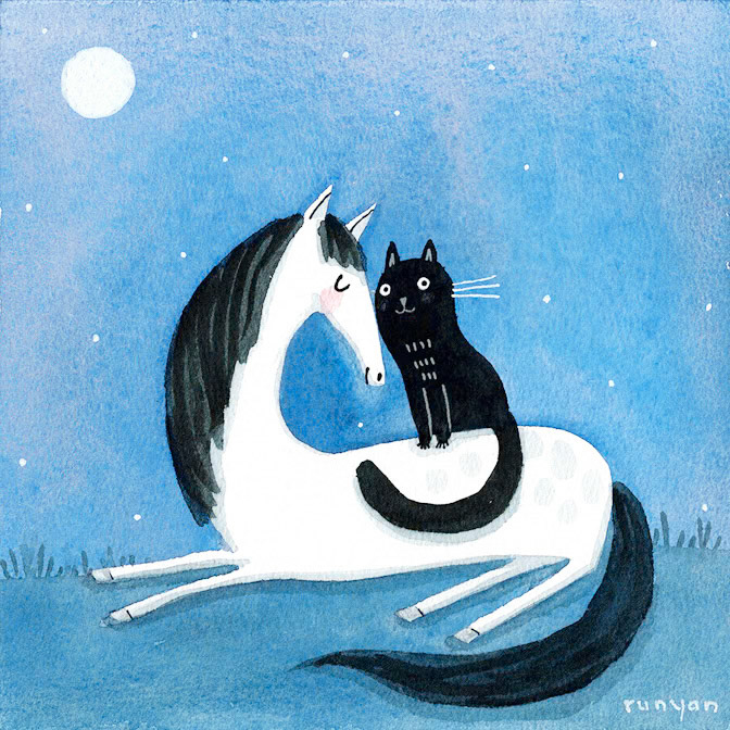 BEST BUDS - Terry Runyan - Creatif _Animals- Cat- Horses _  Creatif ©Terry Runyan - Creatif License