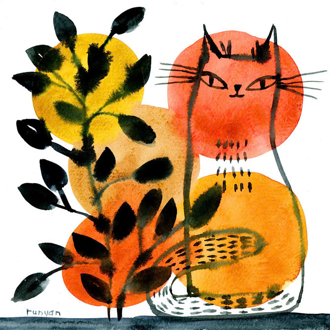 RED CAT &amp; PLANT - Terry Runyan - Creatif _Cat _  Creatif