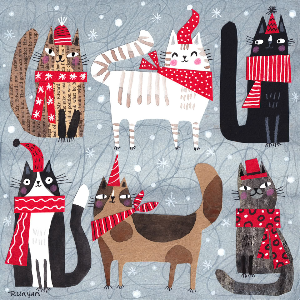 HOLIDAY COLLAGE CATS 8x8 ©Terry Runyan - Creatif License