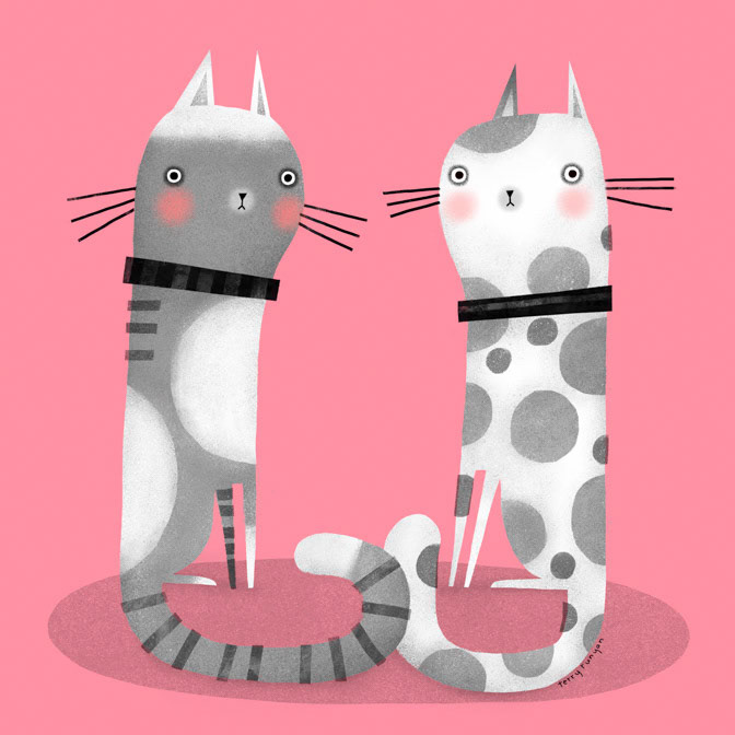 CATS ON PINK 300dpi Terry Runyan - Creatif _Cats _  Creatif