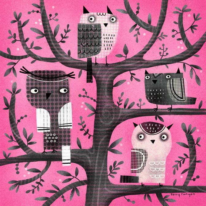 FOUR OWLS _Animals _  Creatif ©Terry Runyan - Creatif License