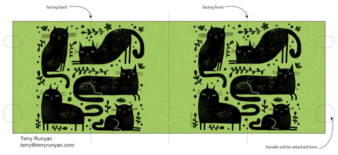 BLACK CAT PATTERN Green mug _Mug Wraps _  Creatif