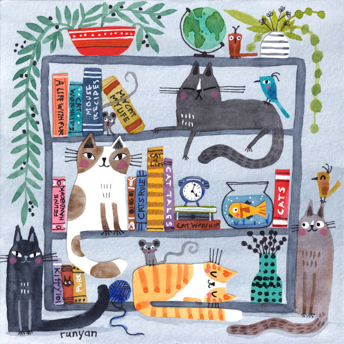 MUST READS _bookshelf- Cat- Cats _  Creatif ©Terry Runyan - Creatif License