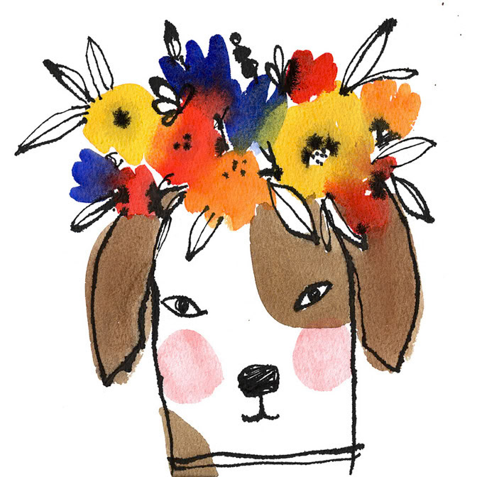 FLOWER CROWN DOG - Terry Runyan - Creatif _Dog _  Creatif ©Terry Runyan - Creatif License