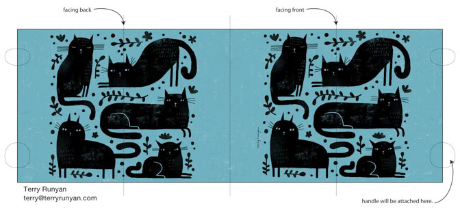 BLACK CAT PATTERN blue mug _Mug Wraps _  Creatif