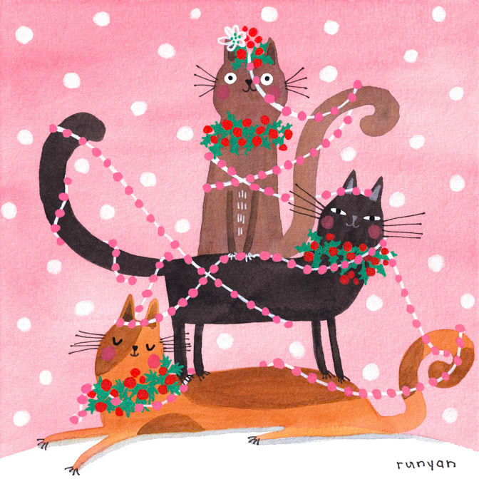 HOLLY &amp; BOBBLES 12x12 _Cats- christmas- snow _  Creatif ©Terry Runyan - Creatif License