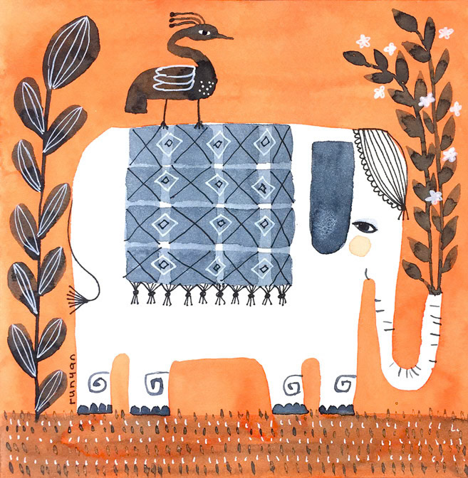 Happy Elephant _Animals- Calendar Club Card- Elephants _  Creatif ©Terry Runyan - Creatif License