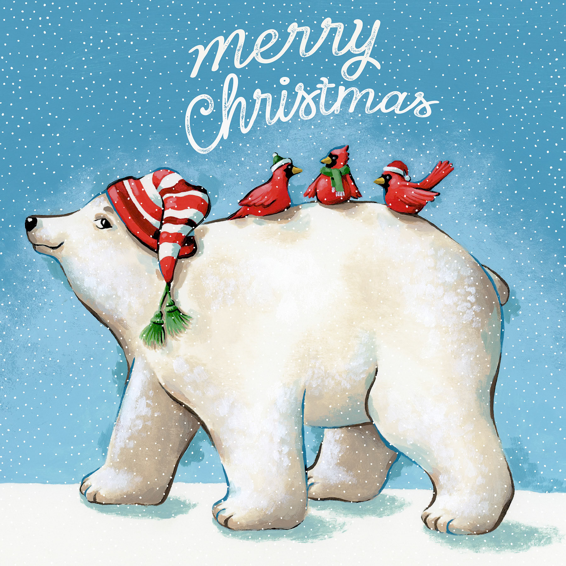 SH_Cmas_2575_Polar Bear with Bird Trio Square_Creatif ©Steve Haskamp - Creatif License