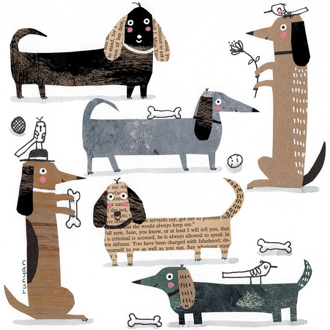 PAPER DACHSHUNDS - Terry Runyan - Creatif _Daschund- Dog _  Creatif ©Terry Runyan - Creatif License