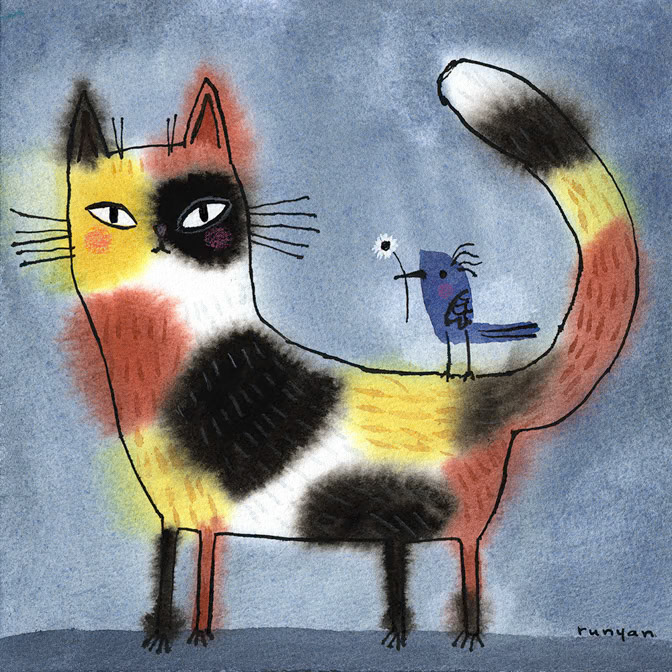 WATERCOLOR CALICO - Terry Runyan - Creatif _Cat _  Creatif