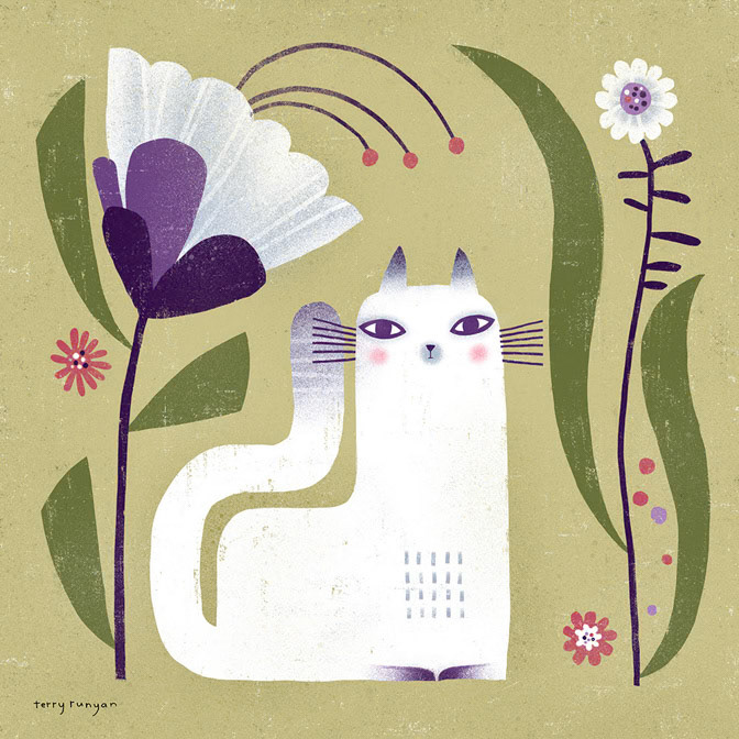 CAT BLOOMS Yellow - Terry Runyan - Creatif _Cat _  Creatif