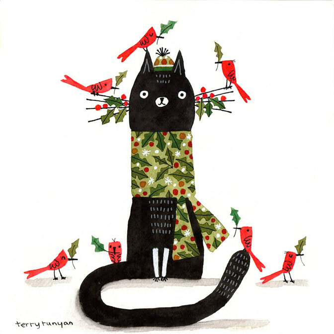 HOLLY CAT PERCH - Terry Runyan - Creatif _Cat- christmas _  Creatif