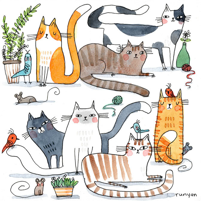 DOODLE CATS 2 _Cat _  Creatif ©Terry Runyan - Creatif License