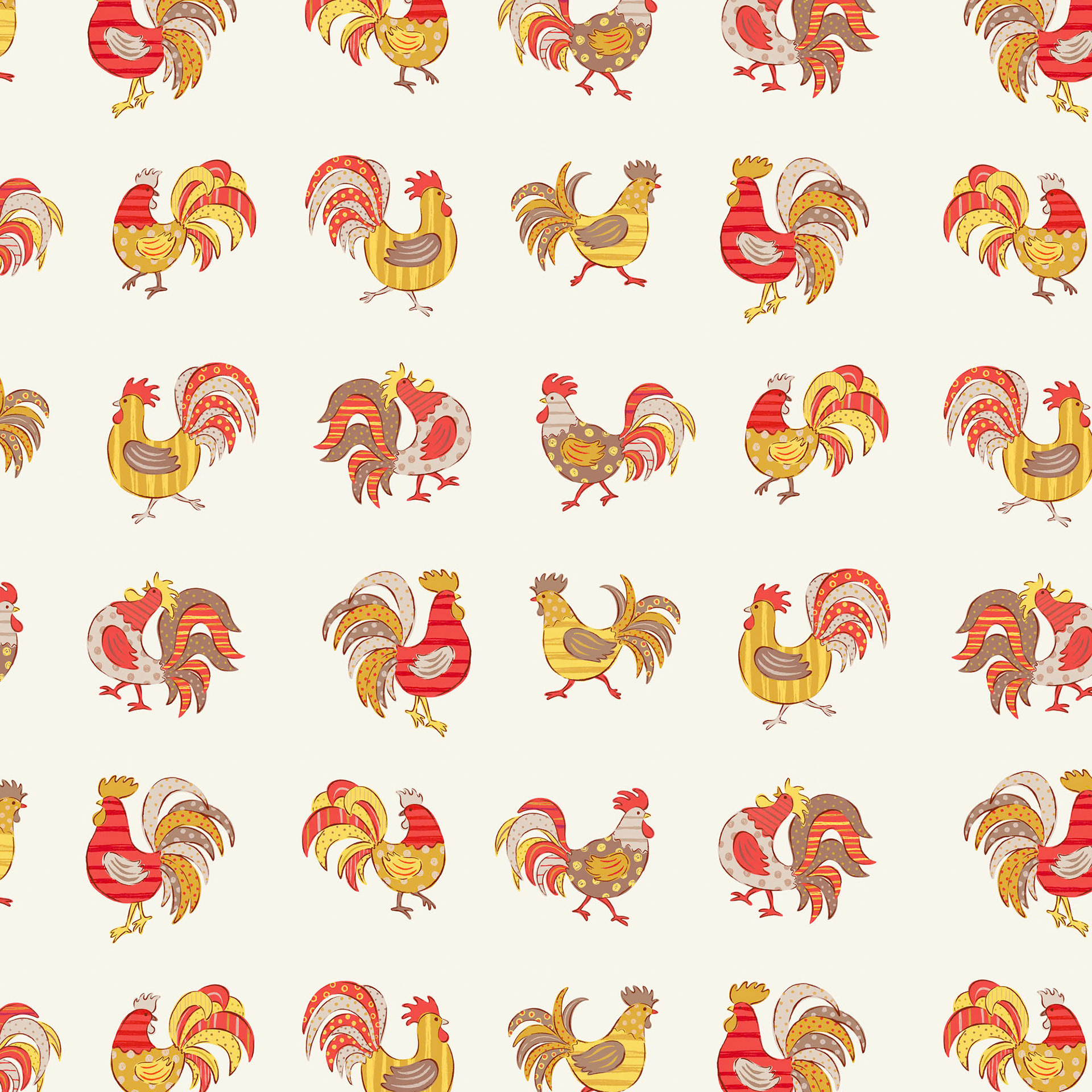 SH_Bird_LineworkRoostersWarmPalettePattern2Cropped ©Steve Haskamp - Creatif License