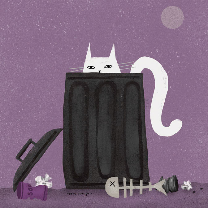 DINNER SCRAPS - Terry Runyan - Creatif _Cat _  Creatif ©Terry Runyan - Creatif License