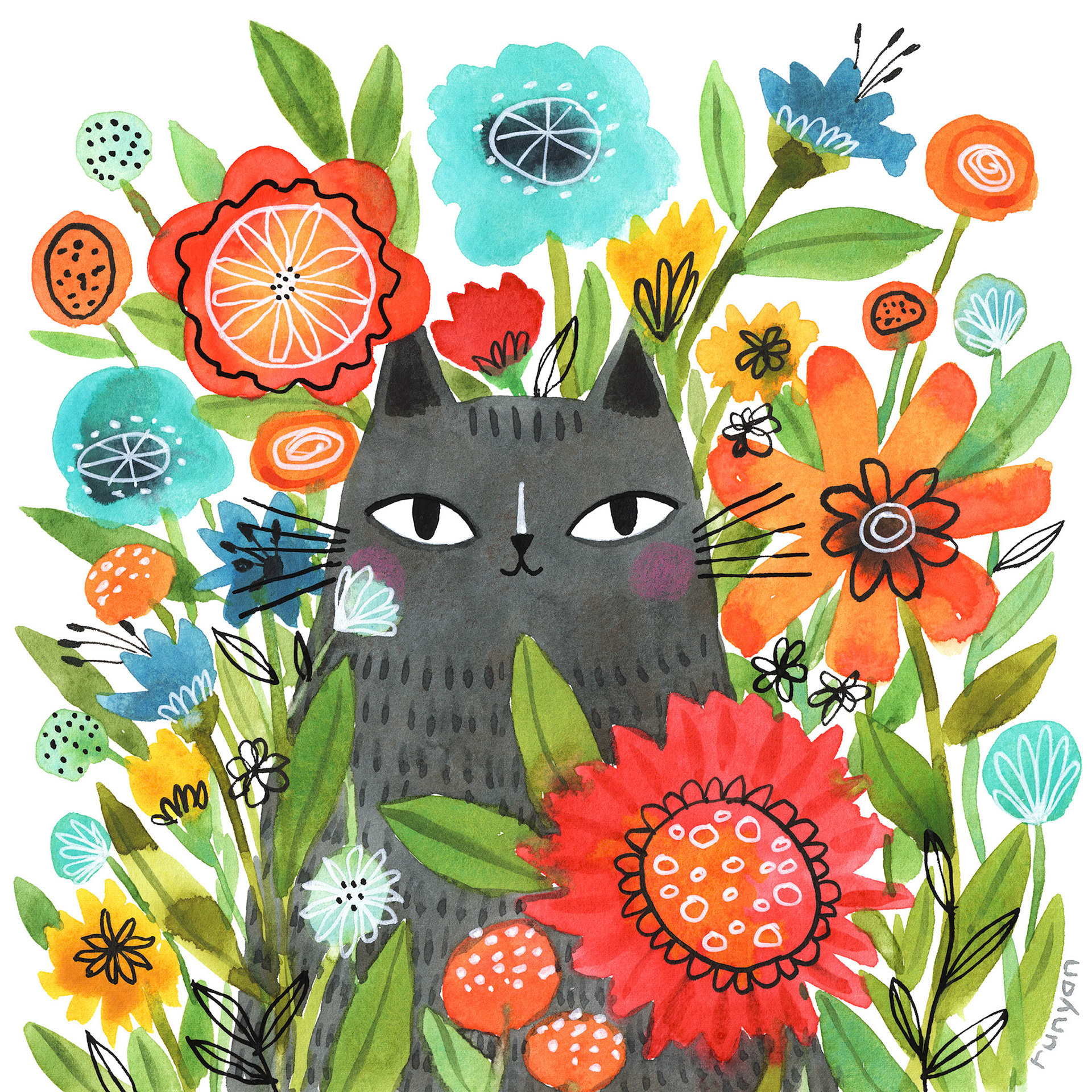 SPRING FLOWERS CAT ©Terry Runyan - Creatif License
