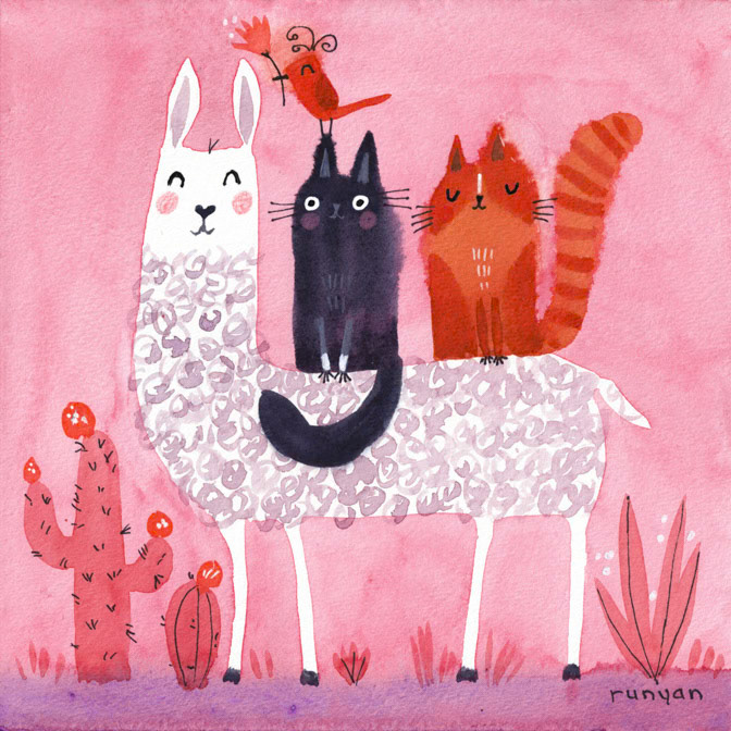 LLAMA RIDE _Animals- Bird- cactus- Cat- Llama _  Creatif