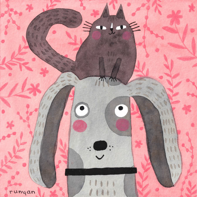PUPPY RIDER _Cat Dog _  Creatif ©Terry Runyan - Creatif License
